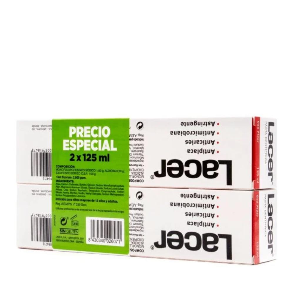 LACER Pasta de Dientes con Flúor Anticaries 2x125ml FORMATO AHORRO-2