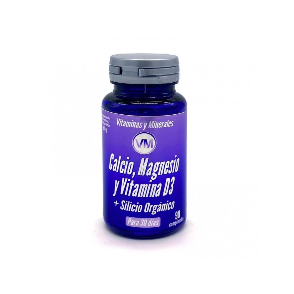 Vitaminas y Minerales Calcio, Magnesio y Vit D3 + Silicio Orgánico 90 Comprimidos-1