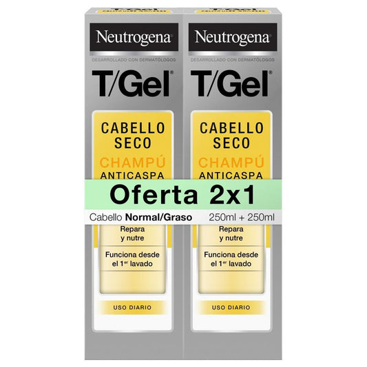 Neutrogena T/Gel Champú Anticaspa Normal-Seco Lote 2 X 250 ml-1