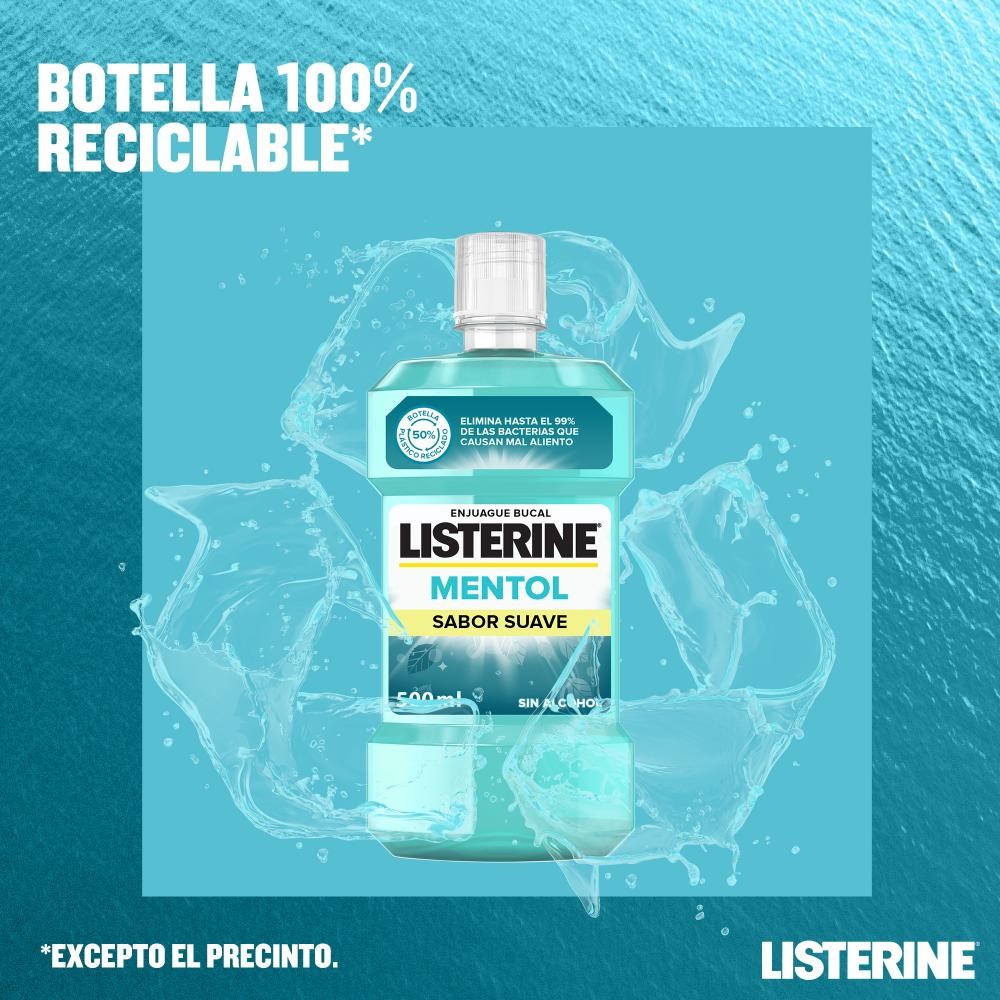 LISTERINE Mentol Sabor Suave 500 ml + 250 ml GRATIS-3