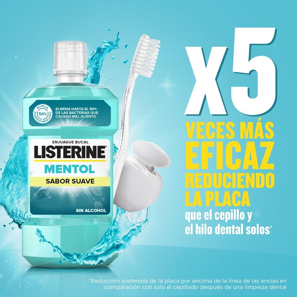 LISTERINE Mentol Sabor Suave 500 ml + 250 ml GRATIS-7