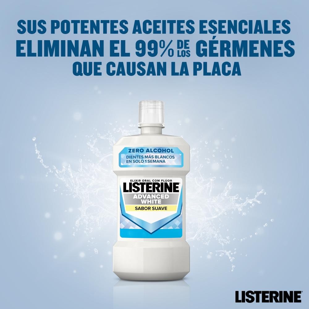 LISTERINE Advanced White Enjuague Bucal Sabor Suave 500ml-3