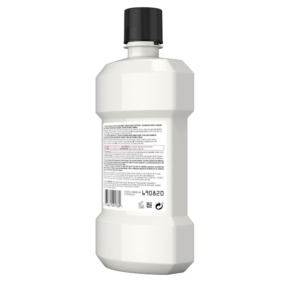 LISTERINE Advanced White Enjuague Bucal Sabor Suave 500ml-12