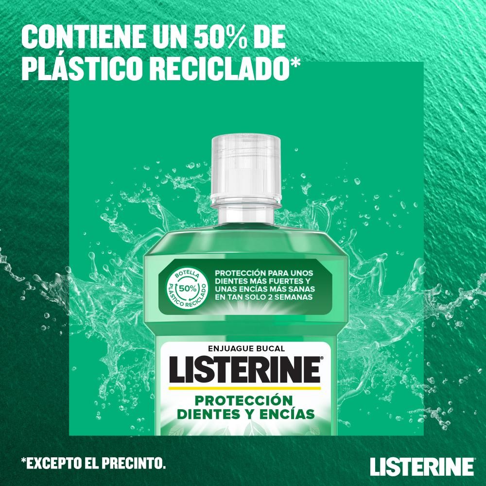 LISTERINE Dientes y Encías Enjuague Bucal Sabor Menta 500ml + 250ml GRATIS-5