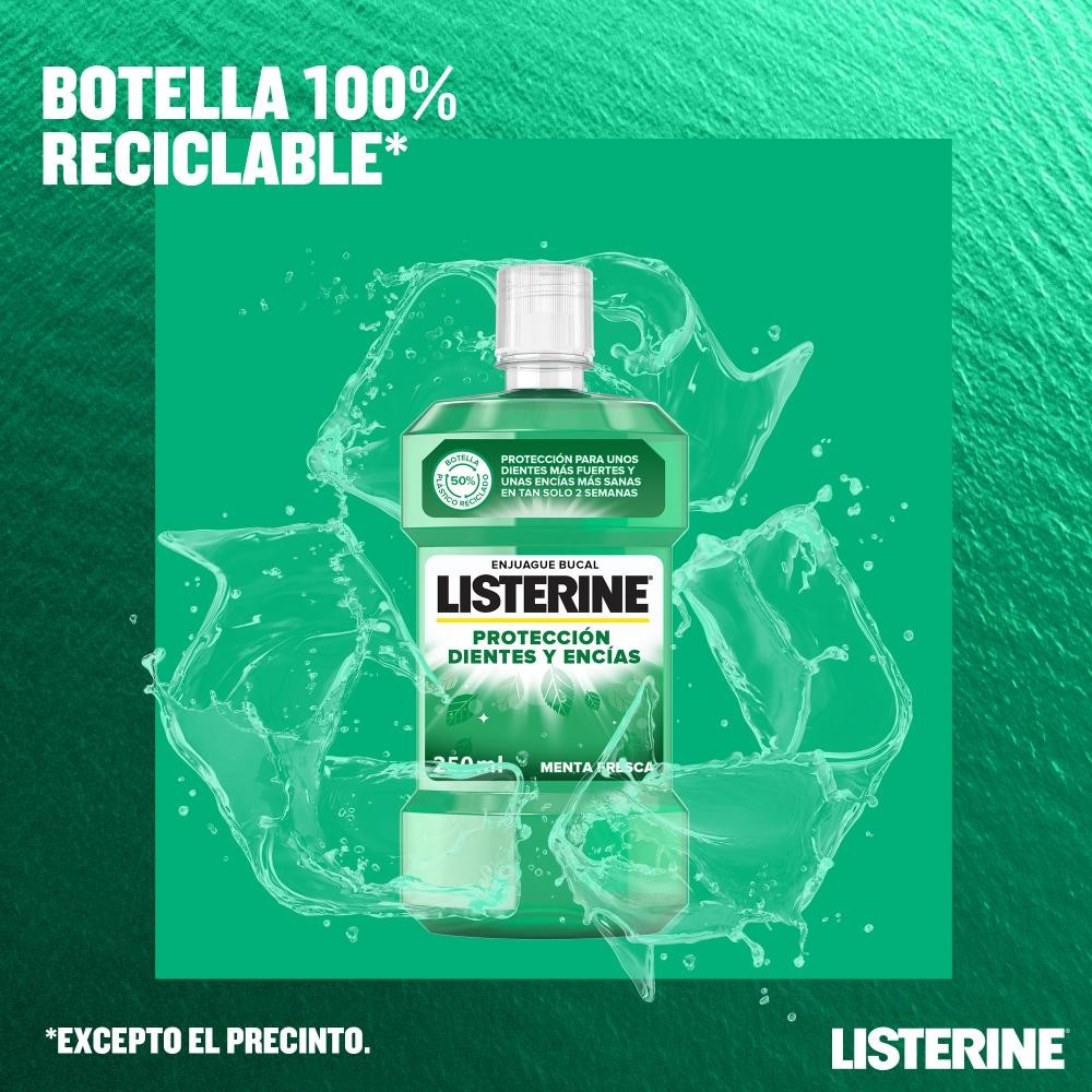 LISTERINE Dientes y Encías Enjuague Bucal Sabor Menta 500ml + 250ml GRATIS-6