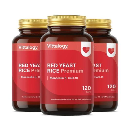 Vittalogy Levadura de Arroz Rojo Red Yeast Rice Premium 3x120 Cápsulas【PACK AHORRO】-1
