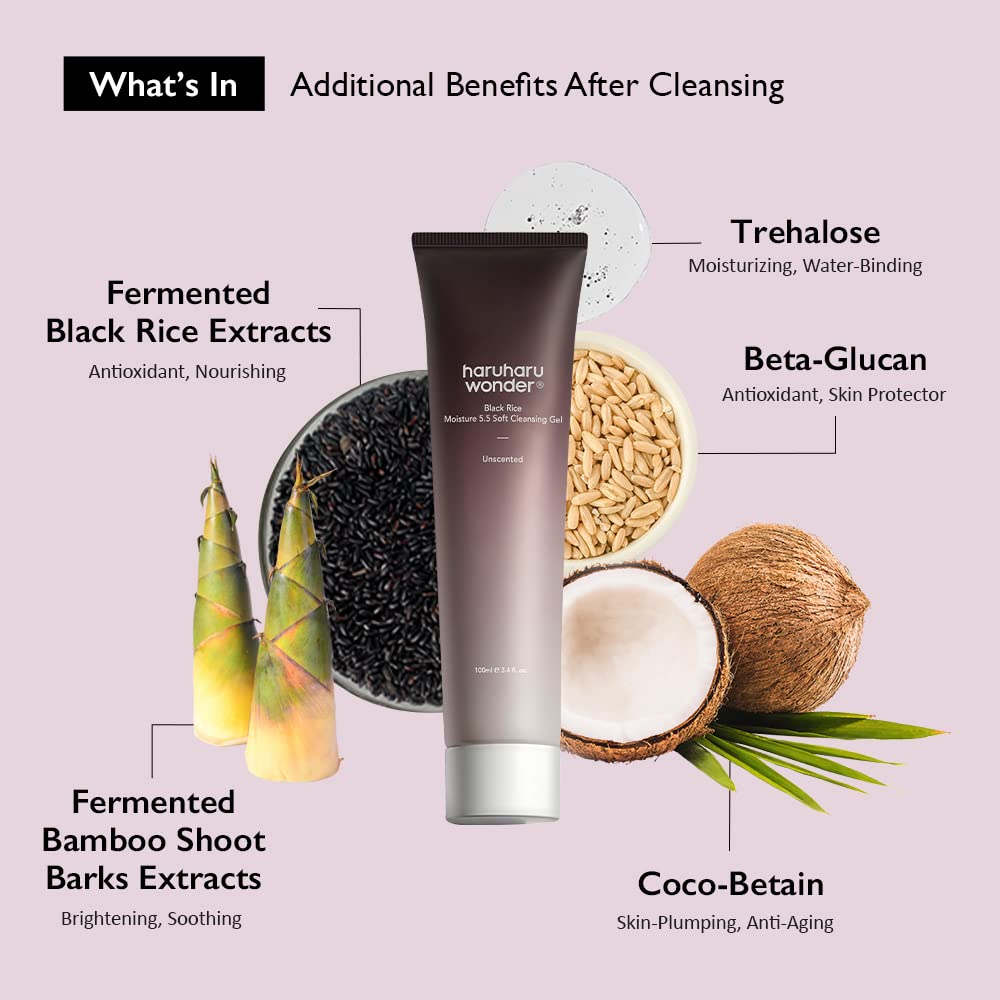 Haruharu Wonder Black Rice Moisture 5.5 Soft Cleansing Gel 100ml - 3