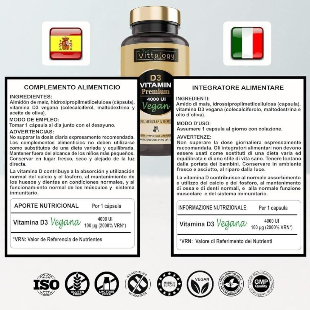 Vittalogy Vitamina D3 Premium Vegan 90 Cápsulas-4
