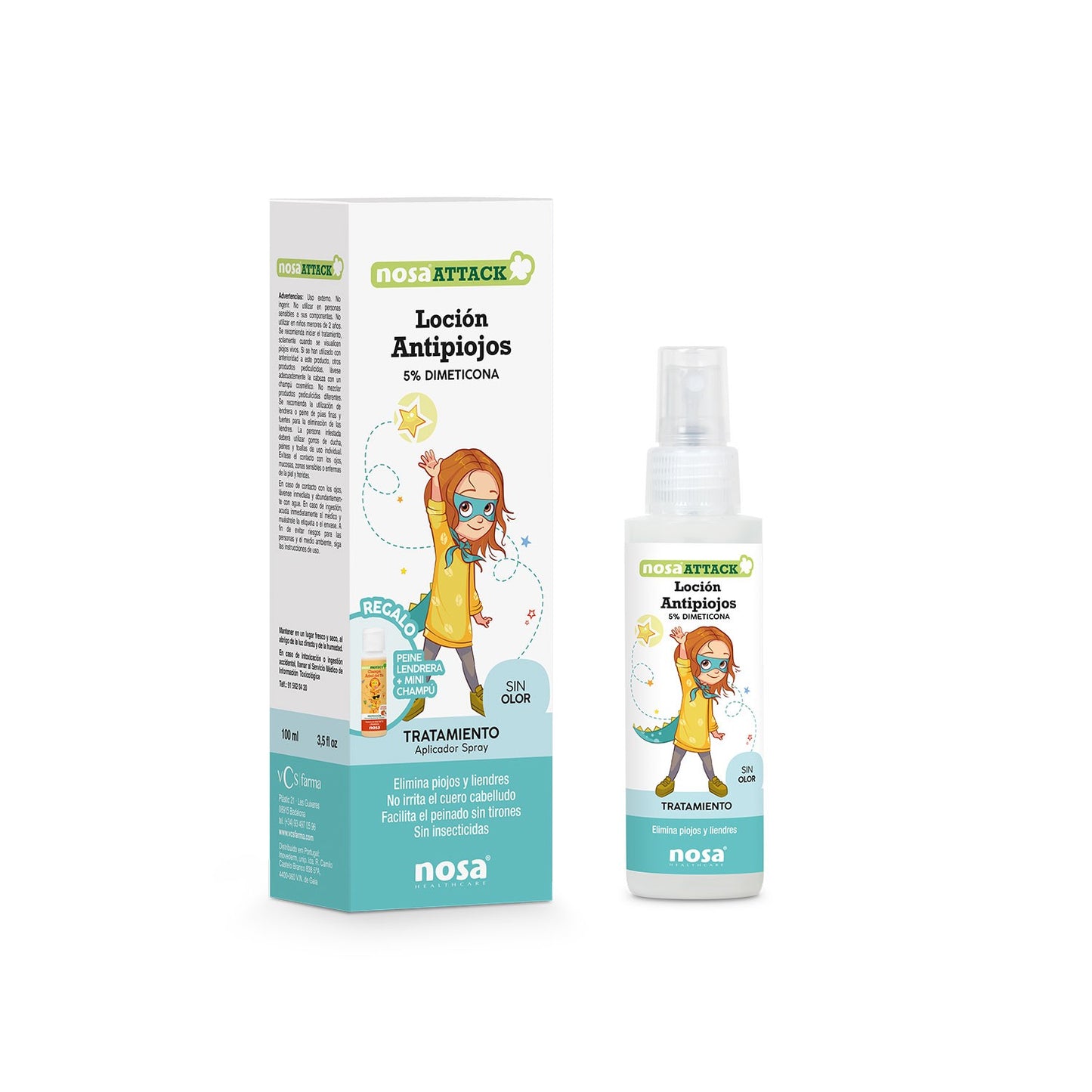 NOSA Attack Locion Antipiojos 5% Dimeticona Sin olor 100ml-1