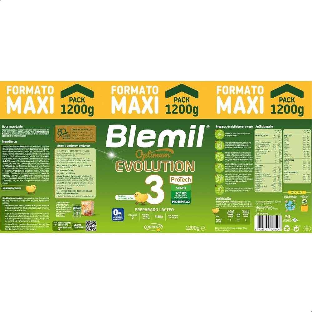 BLEMIL 3 Optimum Evolution Leche de Crecimiento Triplo 3x1200 gr-8