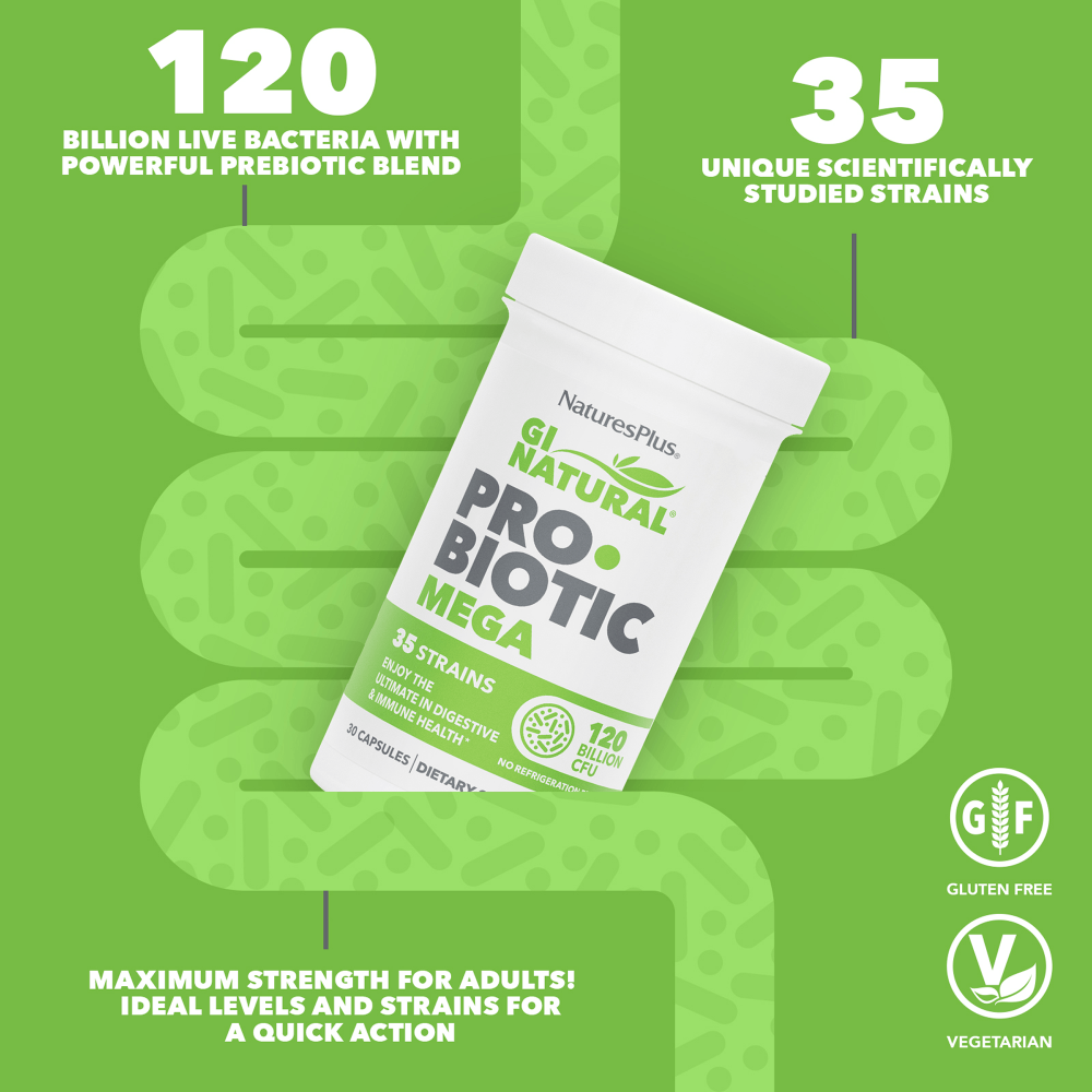 Natures Plus GI Natural Probiotic Mega 30 Cápsulas - 3