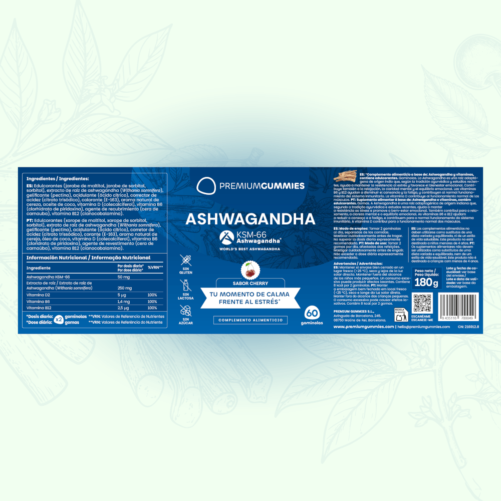 Premium Gummies Ashwagandha KSM-66 Anti-Stress – 60 Fruchtgummis