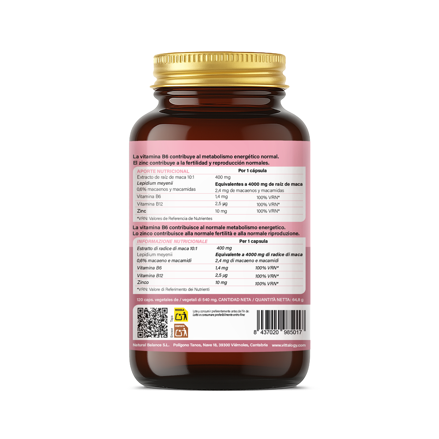 Vittalogy Andine Maca Complex 2x120 Cápsulas【PACK AHORRO】_?GPSR