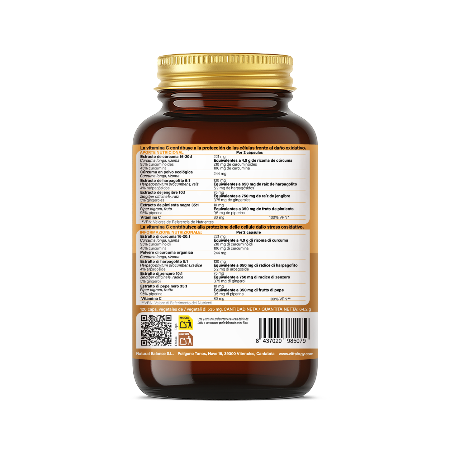 Vittalogy Cúrcuma Turmeric 120 Cápsulas_?GPSR