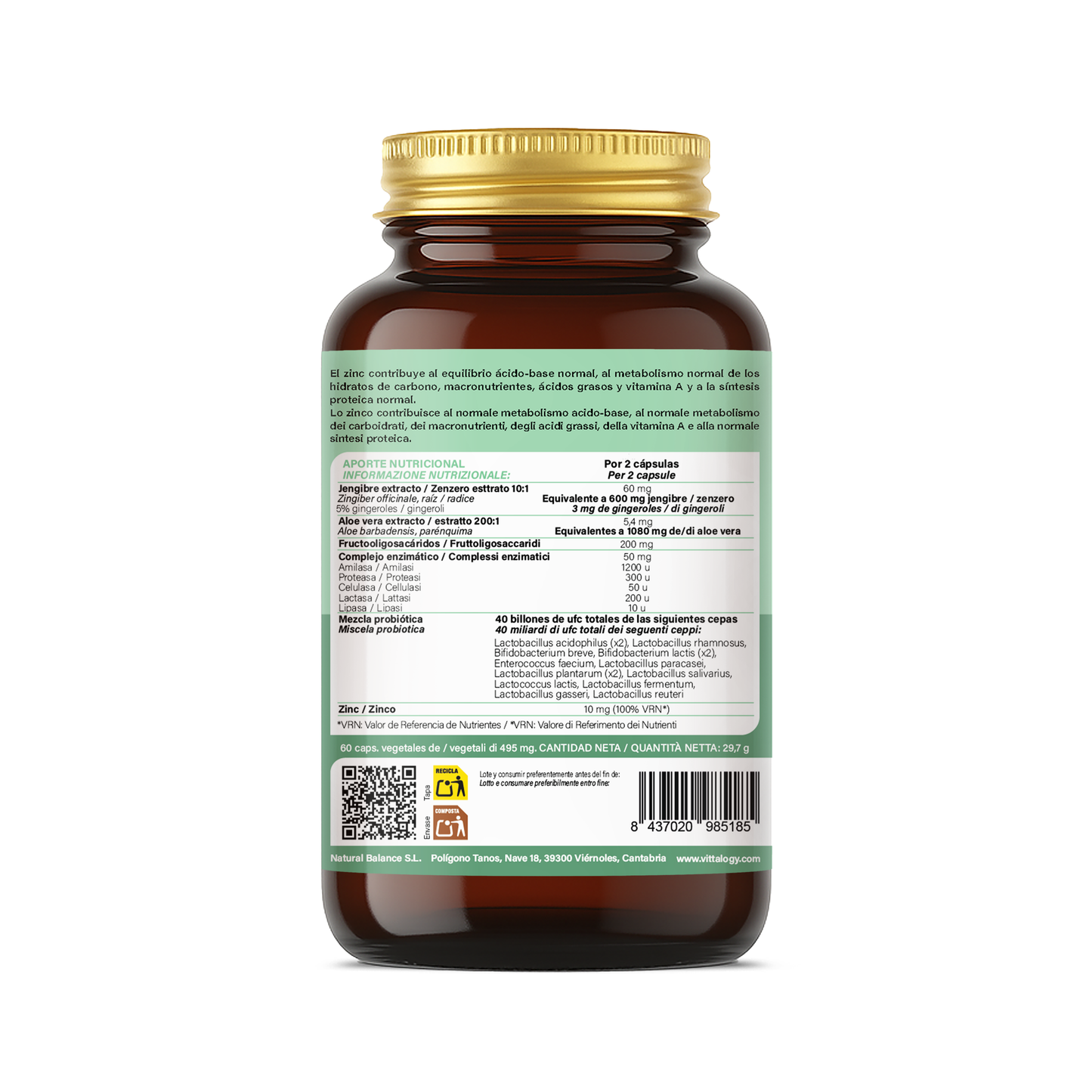 Vittalogy Probiotics + Enzymes 60 Comprimidos_?GPSR