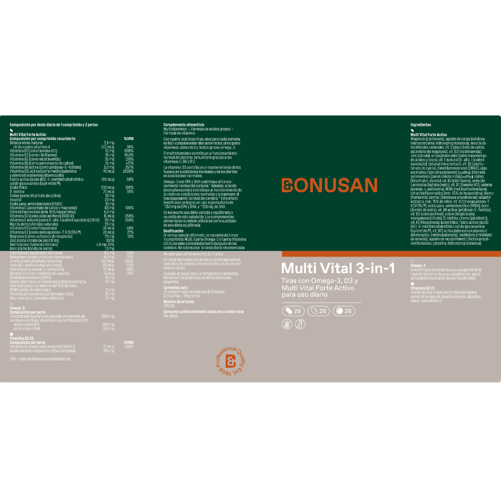 Bonusan Multi Vital 3-en-1 Mensual 28 comprimidos