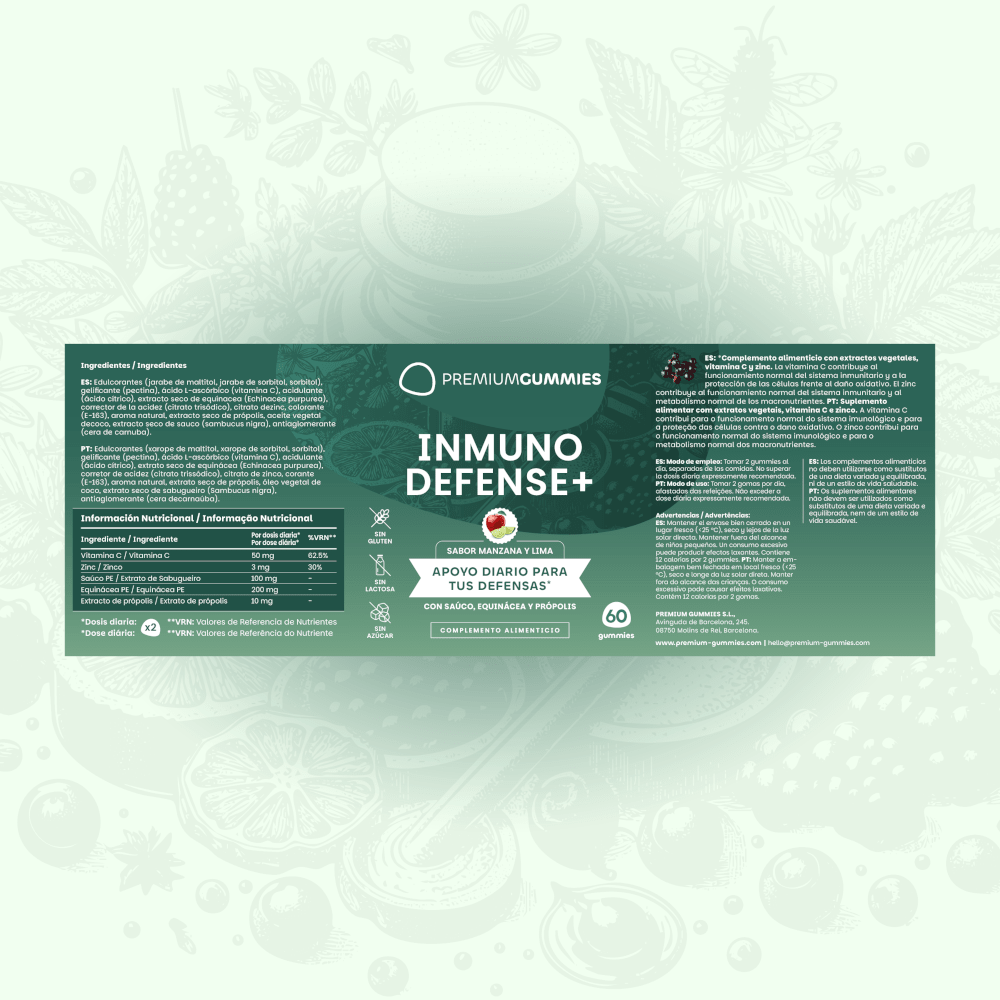 Premium Gummies Inmuno Defense+ Complément Défenses Immunitaires – 60 Gommes