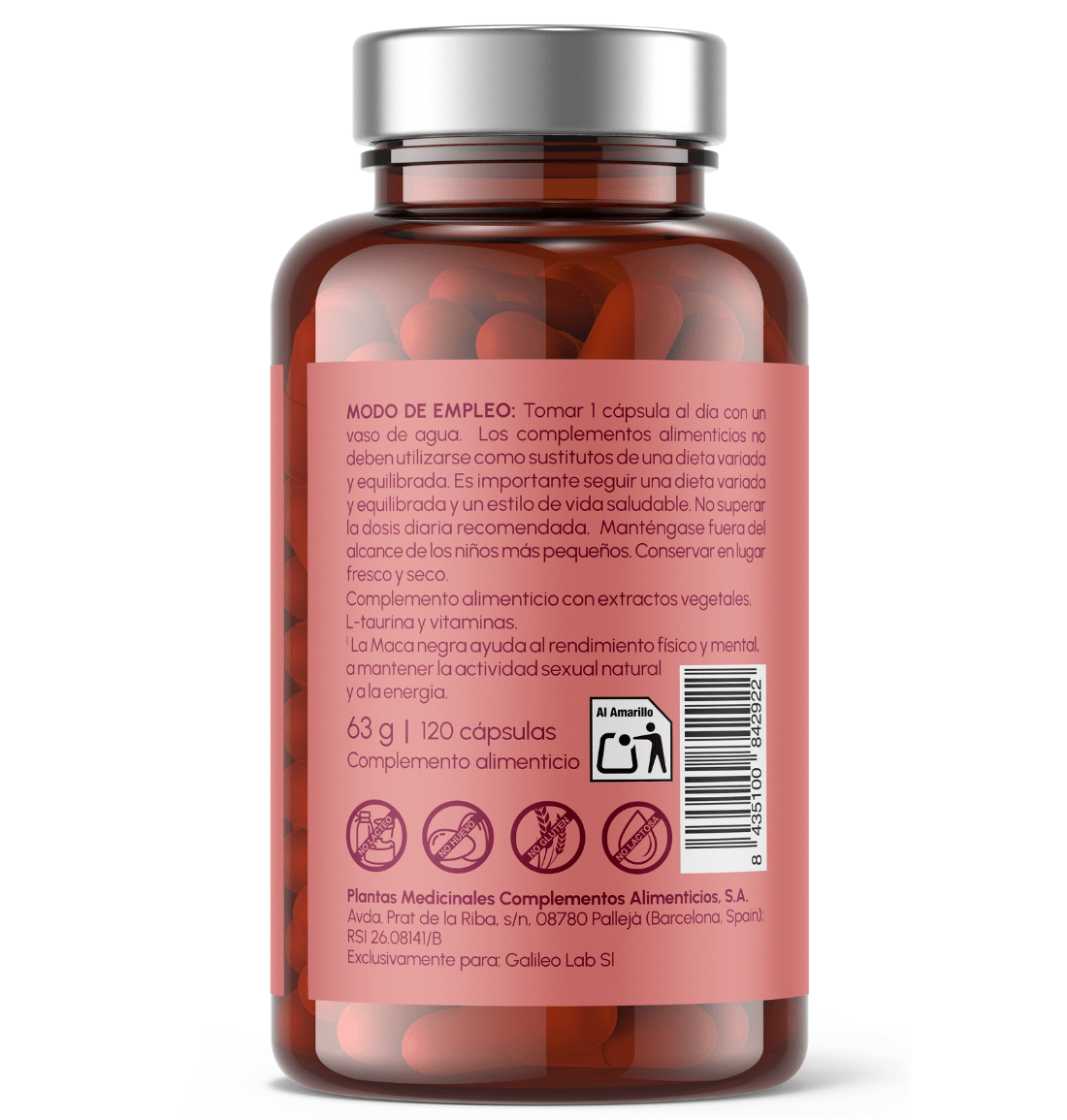 Just Elements Maca Negra + Taurina 120 Cápsulas