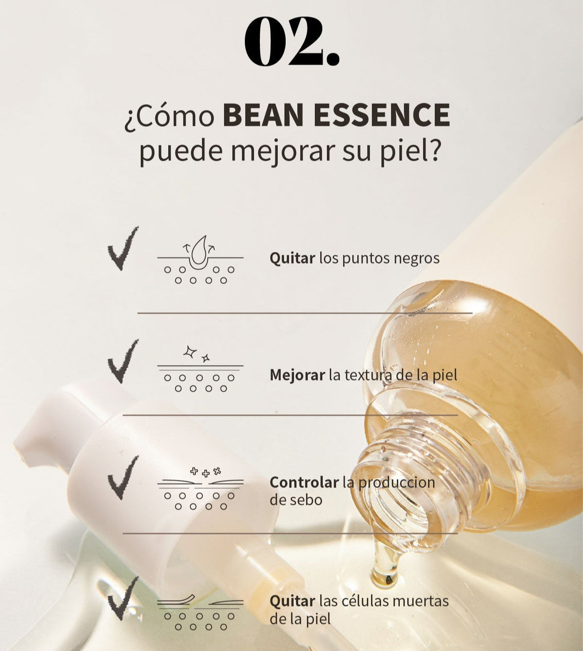 Mixsoon Bean Essence Vegan Schneckenpeeling-Fluid für das Gesicht 50ml