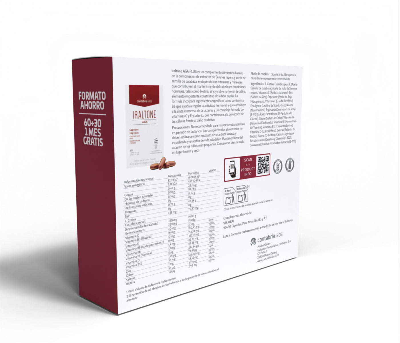 Iraltone AGA Plus Complemento Alimentar 60 cápsulas + 30 cápsulas de oferta