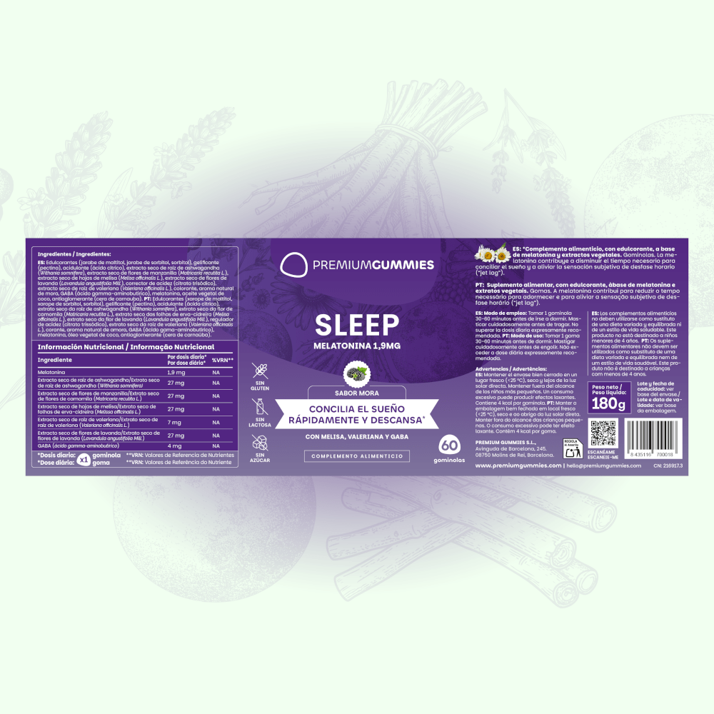 Premium Gummies Sleep Melatonina – 60 Gomas