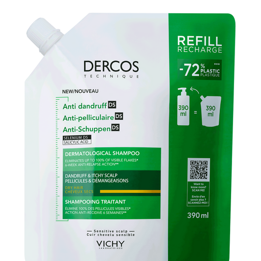 VICHY Dercos Shampoo Antiforfora per Capelli Secchi ECO RICARICA 390ml