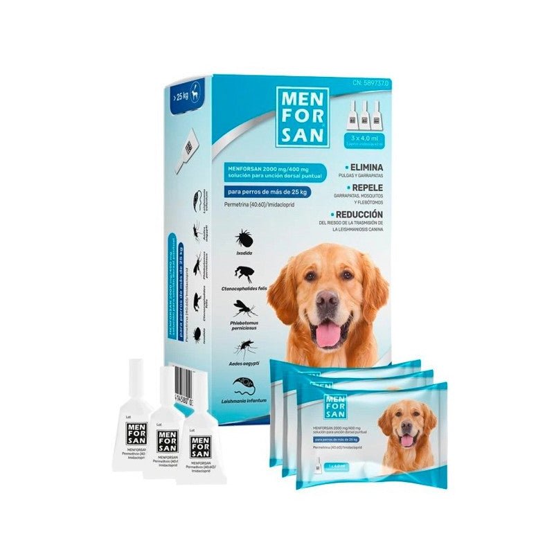 Menforsan Pipeta Spot-On Cães +25 kg – 3 Pipetas