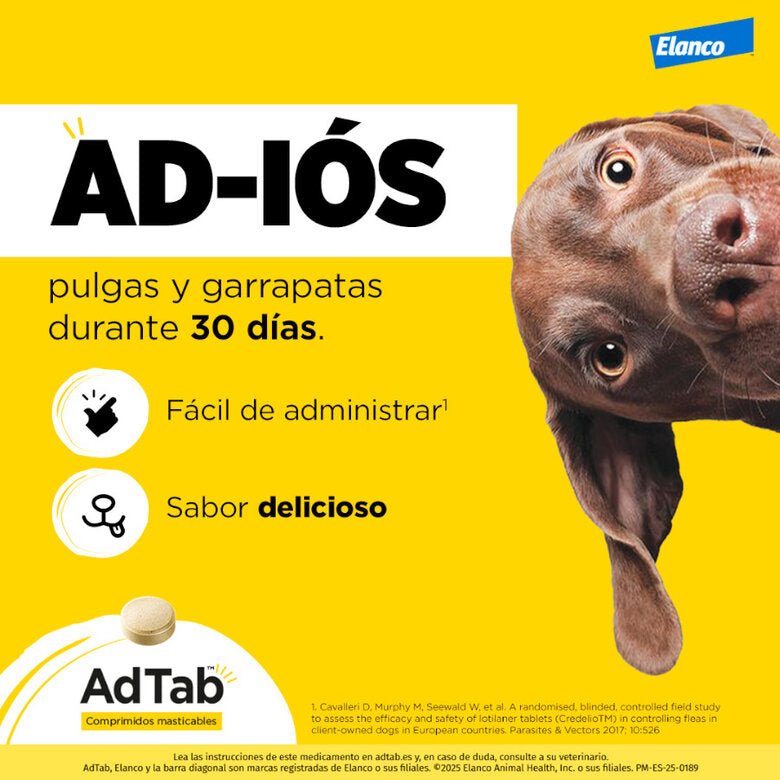 AdTab Antiparasitario 3 comprimidos masticables para perros 900mg 22-45kg