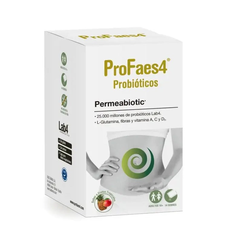 ProFaes4 Probióticos Permeabiotic Adultos Sabor Frutas Tropicales 14 Sobres