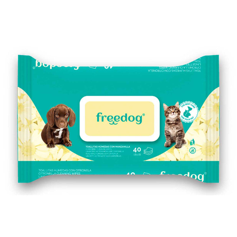Freedog Lingettes Humides Camomille 40 unités