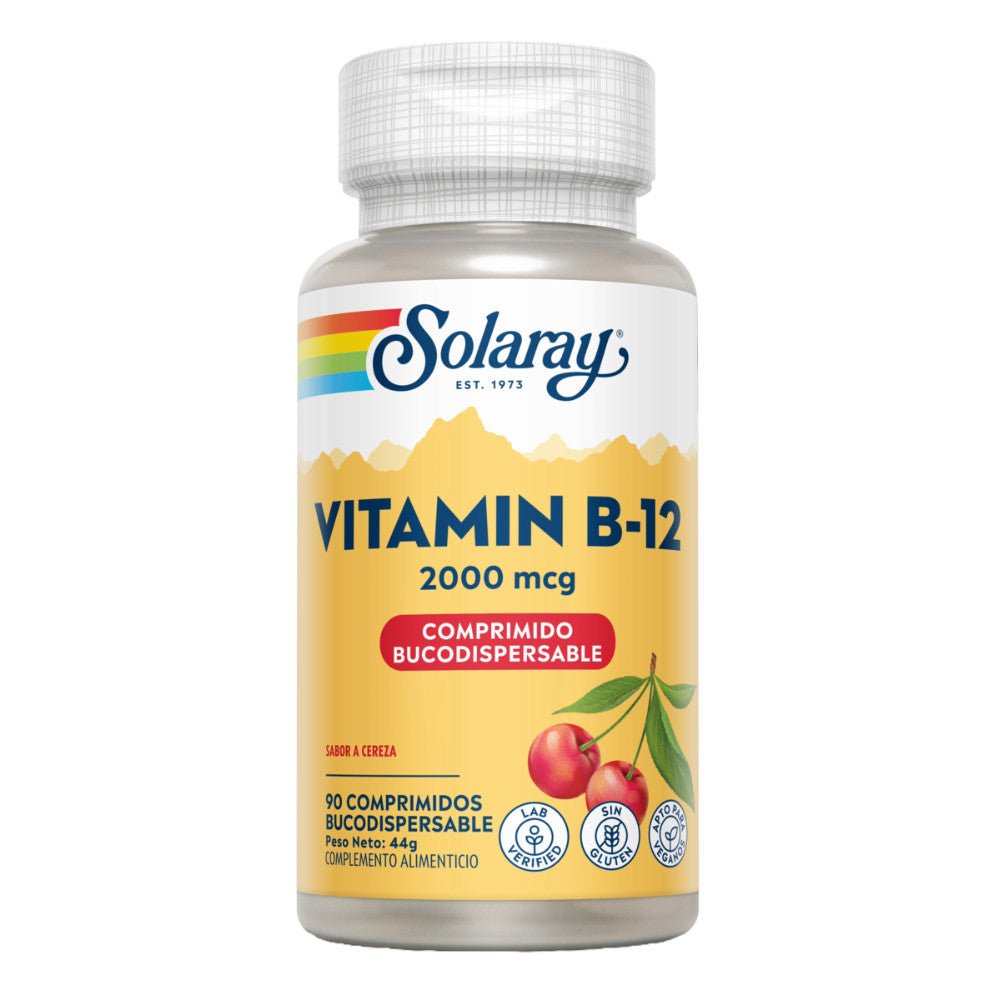 Solaray Vit B12 2000 Mcg 90 Comprimidos Bucodispersables
