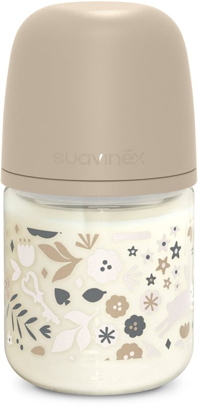 Suavinex Glass Silicone Bottle S Wonderland Beige 120ml