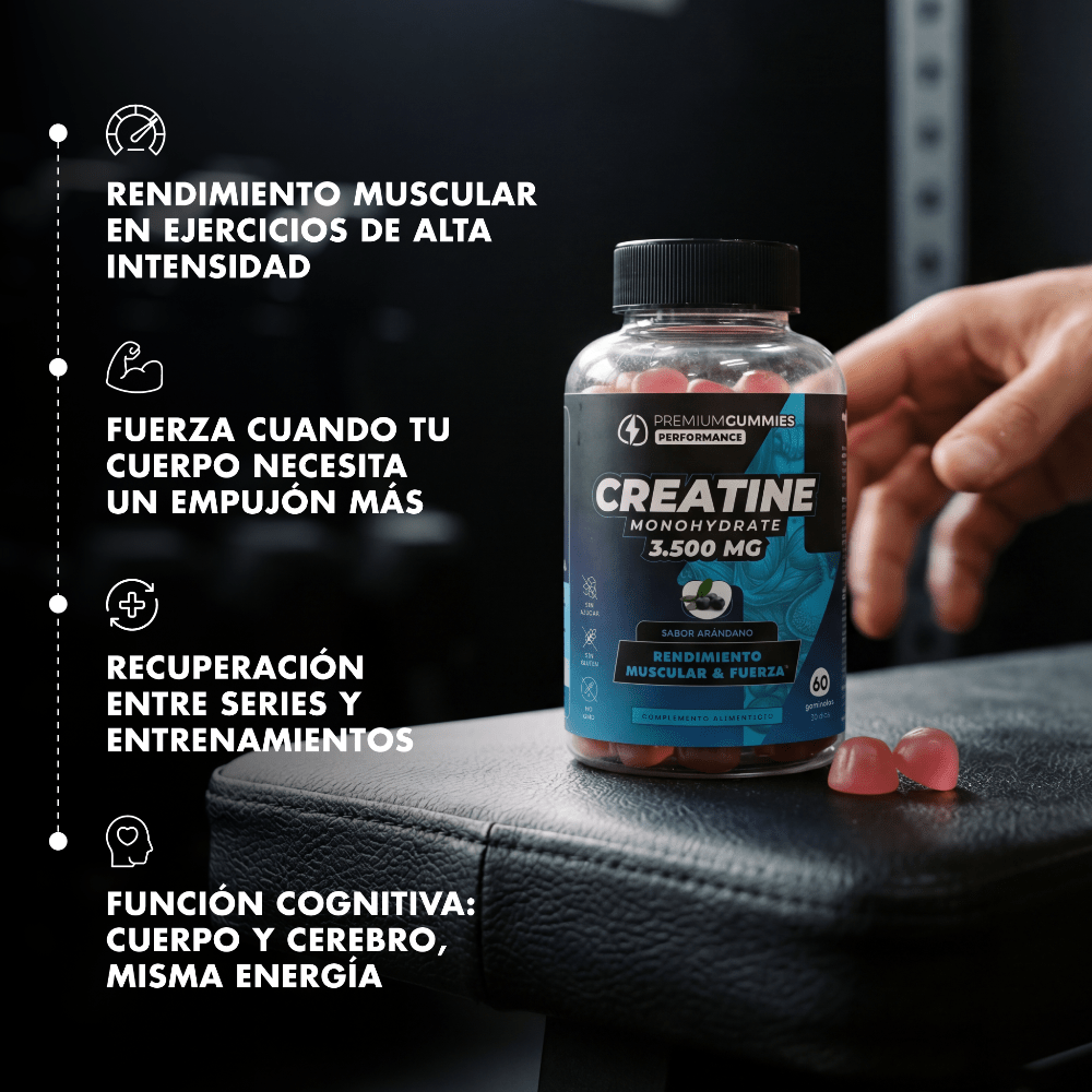 Premium Gummies Performance Creatine Suplemento Creatina 3.500 mg 60 Gominolas