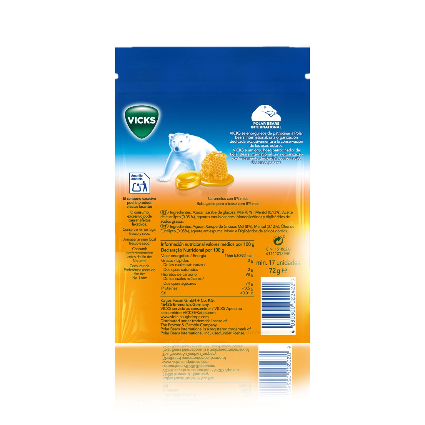 Vicks Caramelos de Miel Alivio de Garganta 72g