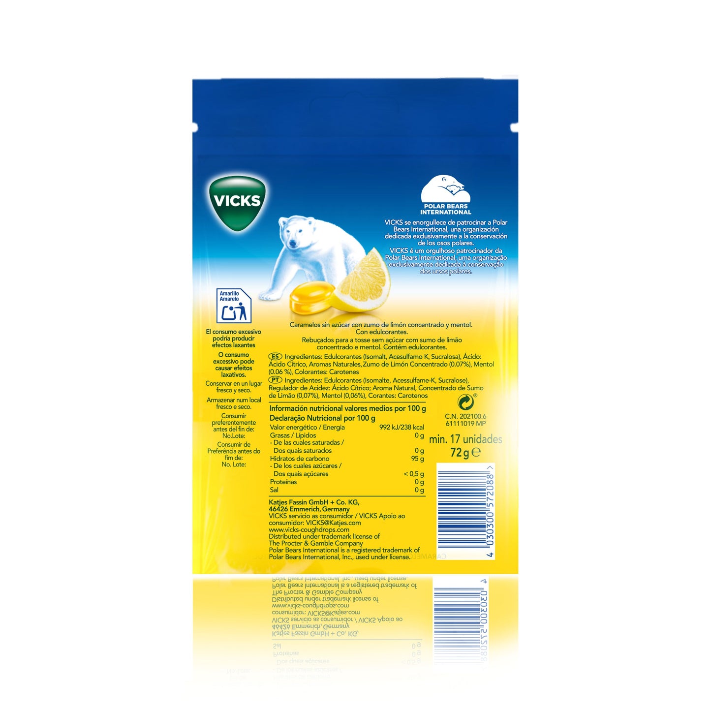 Vicks Zuckerfreie Zitronen-Lutschbonbons 72g