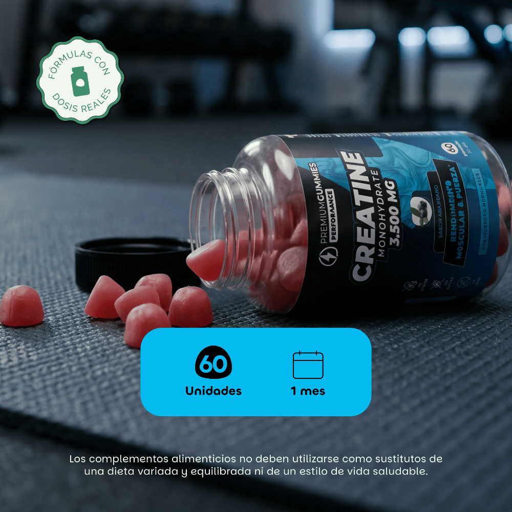 Premium Gummies Performance Creatine Suplemento Creatina 3.500 mg 60 Gominolas