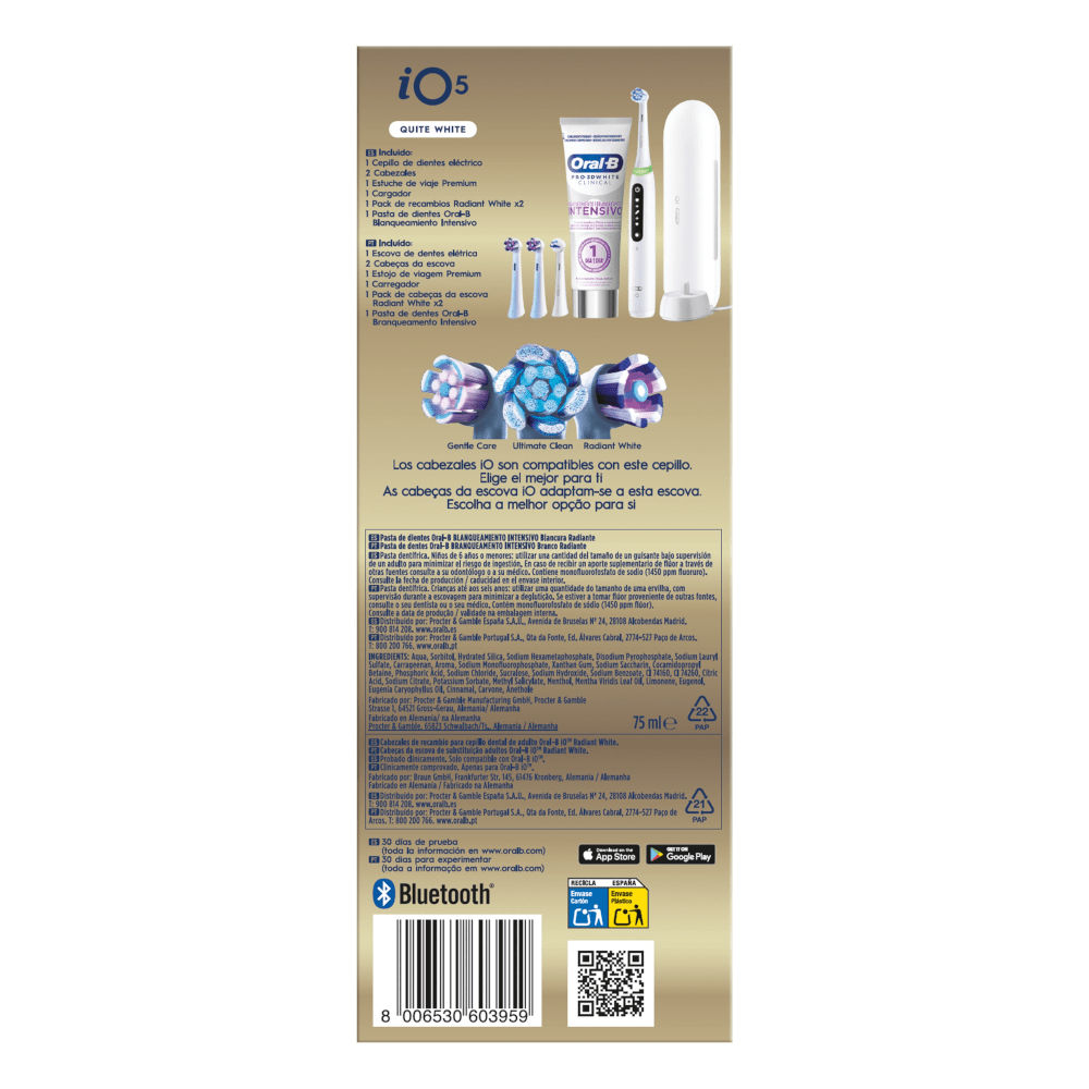 Oral-B iO 5 Cepillo de dientes eléctrico 4 cabezales Pack Regalo