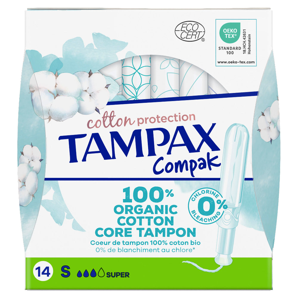 TAMPAX Organic Cotton Compak Regular Tampones 14 Unidades