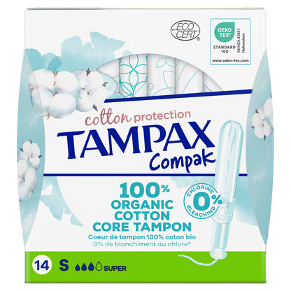 TAMPAX Organic Cotton Compak Regular Tampones 14 Unidades
