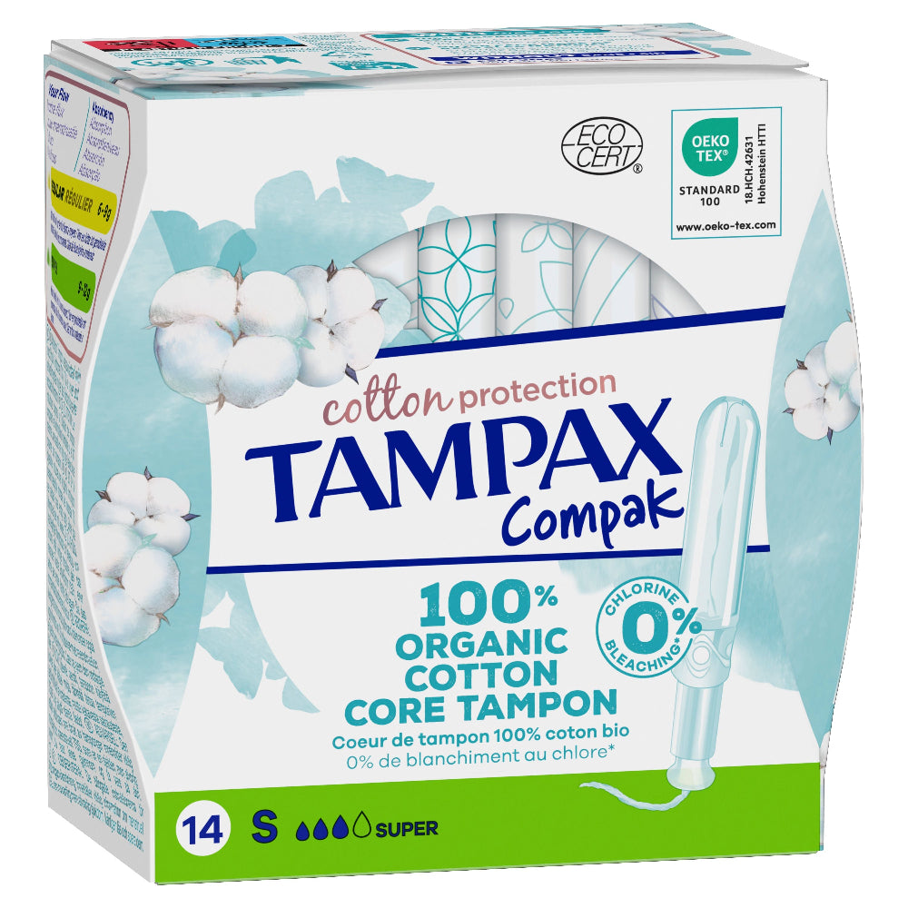 TAMPAX Organic Cotton Compak Regular Tampones 14 Unidades