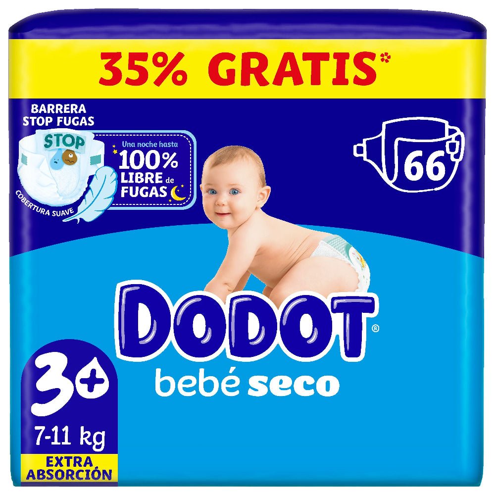 DODOT Dry Baby Extra Jumbo Confezione Taglia 3+ (66 unità)