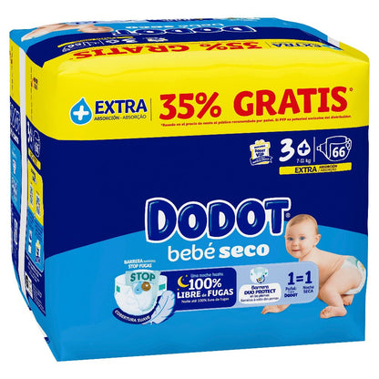 DODOT Dry Baby Extra Jumbo Confezione Taglia 3+ (66 unità)