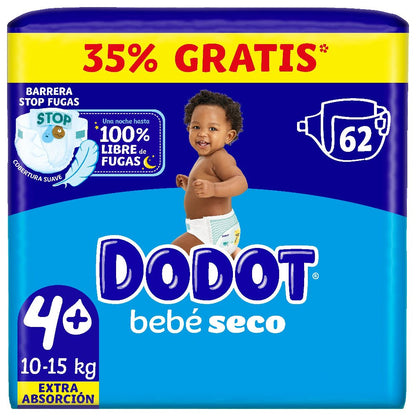 DODOT Bebé Seco Extra Jumbo Pack Talla 4+ (62 uds)