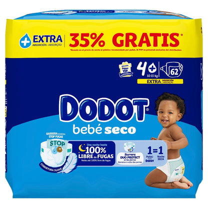 DODOT Bebé Seco Extra Jumbo Pack Talla 4+ (62 uds)