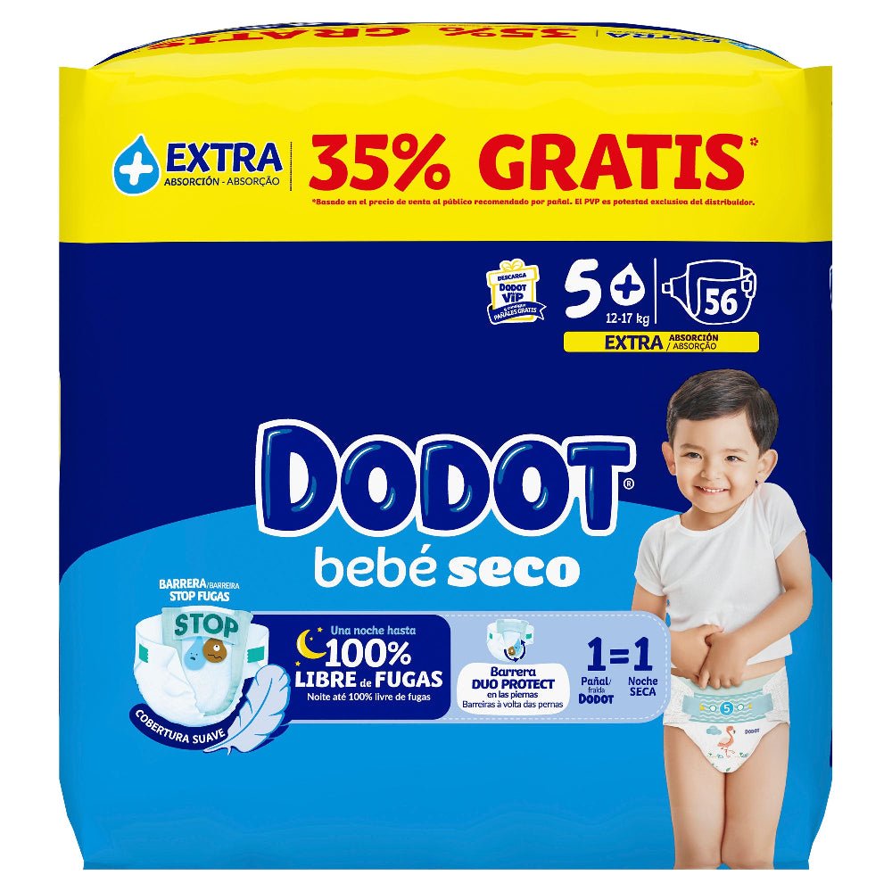 DODOT Dry Baby Extra Jumbo Pack Taille 5+ (56 unités)