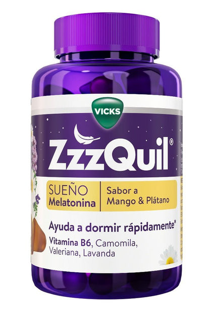ZzzQuil Sueño Melatonina Mango y Plátano 2x60 Gummies