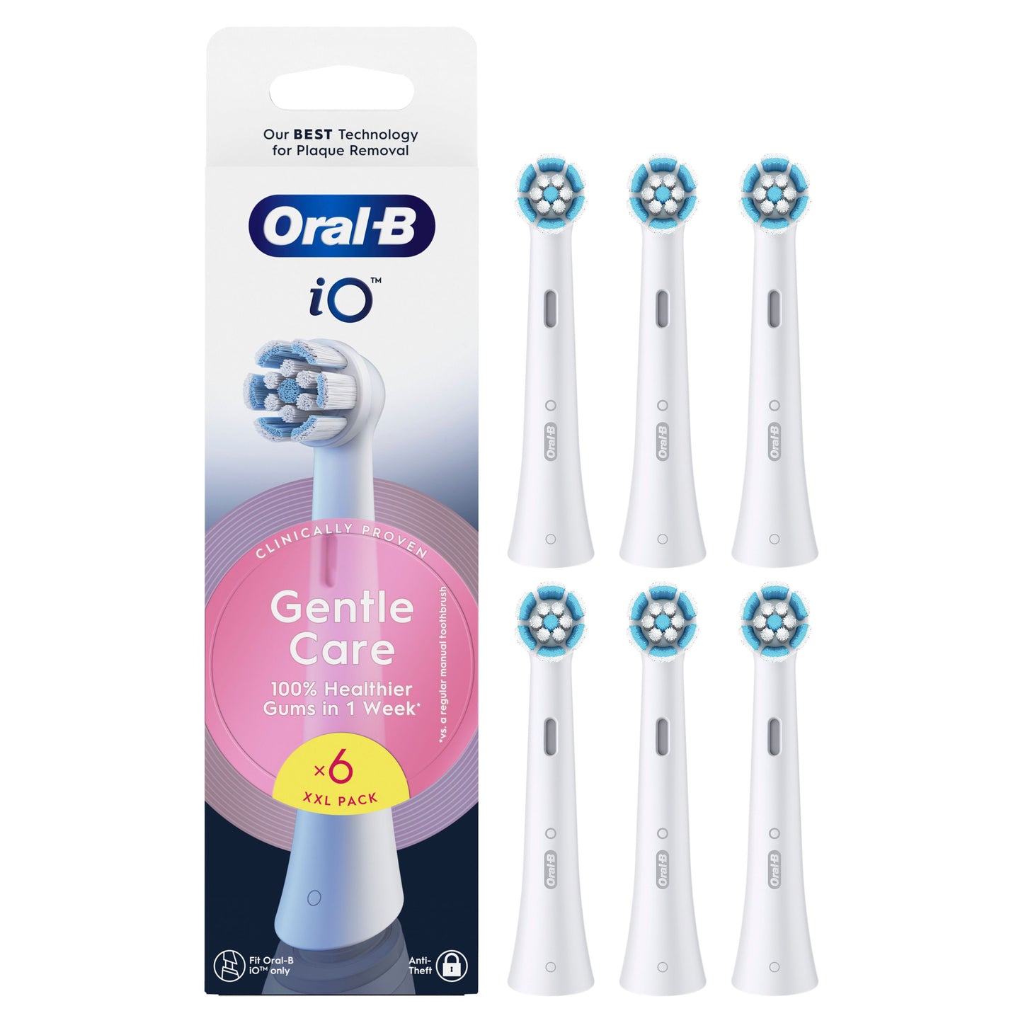 Oral-B iO Gentle Care Têtes de Brosse Blanches 6 pcs