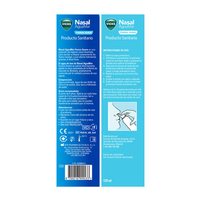 Vicks Nasal Aguamar Fuerza Suave Spray Nasal 120ml