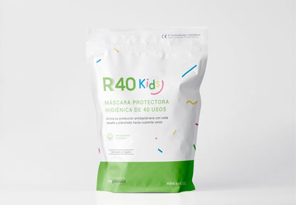 Wiederverwendbare und waschbare Kindermaske 100 % Bio-Baumwolle 13-17 Jahre R40