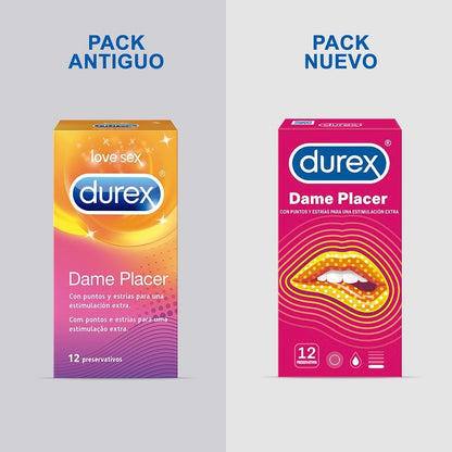 DUREX Preservativo Dame Placer con Puntos y Estrías Pack 2x12 unidades-4